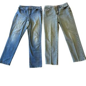 Bundle/Lot 2 Pair Gloria Vanderbilt Rail Straight & Amanda Blue Jeans Sz 12 #37N